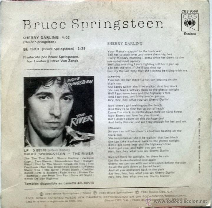 Discos de vinilo: Bruce Springsteen. Sherry Darling/ Be true. CBS, Spain 1980 single - Foto 2