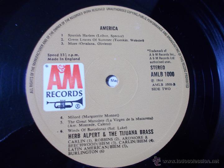 Discos de vinilo: HERB ALPERT.  AMERICA - Foto 2