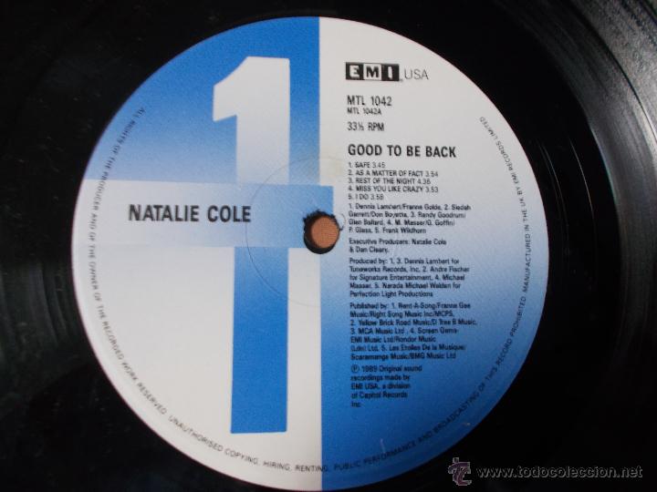 Discos de vinilo: NATALIE COLE GOOD TO-BE BACK - Foto 2