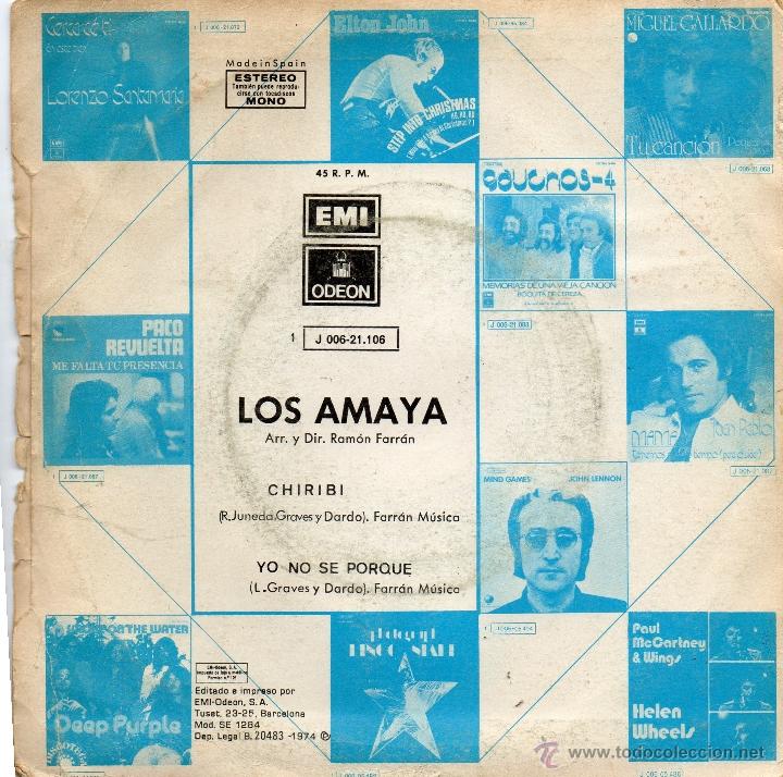 Discos de vinilo: LOS AMAYA - CHIRIBI - SINGLE - Foto 2