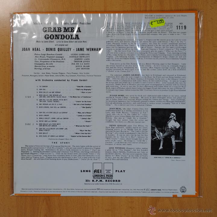 Discos de vinilo: JAMES GILBERT - GRAB ME A GONDOLA - BSO - LP - Foto 2