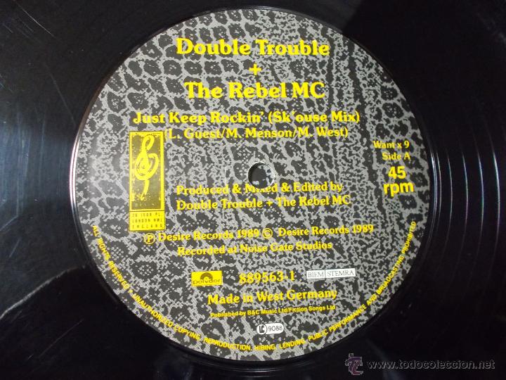Discos de vinilo: DOUBLE TROUBLE THE REBEL MC  MAXI 12 - Foto 3