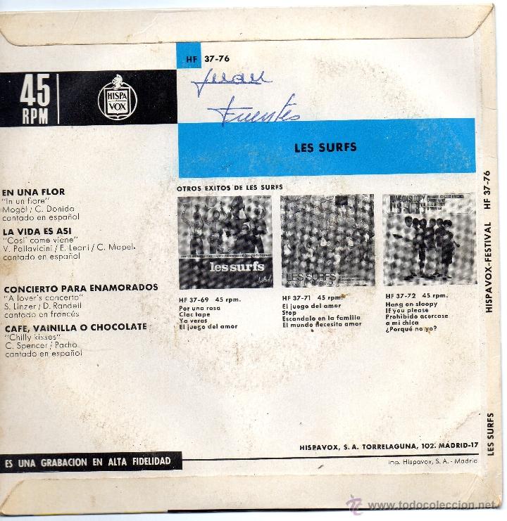 Discos de vinilo: LES SURFS - EN UNA FLOR - EP - Foto 2
