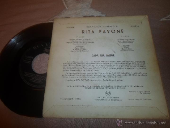 Discos de vinilo: RITA PAVONE.QUE ME IMPORTA DEL MUNDO - Foto 2