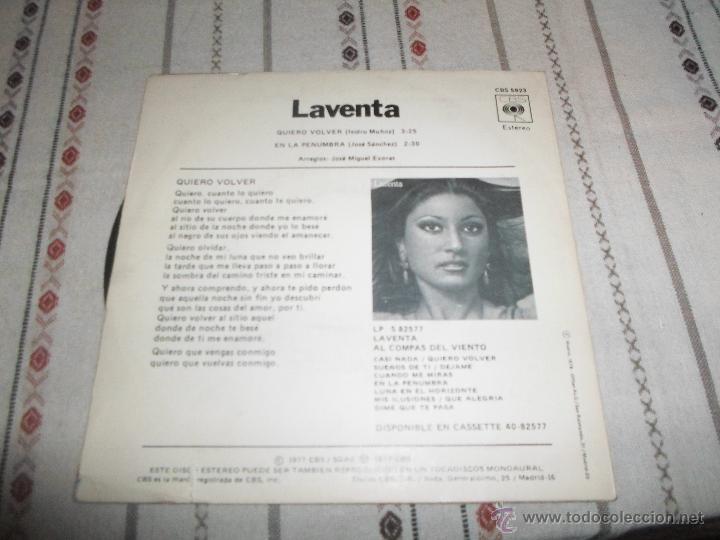 Discos de vinilo: LAVENTA QUIERO VOLVER - Foto 2