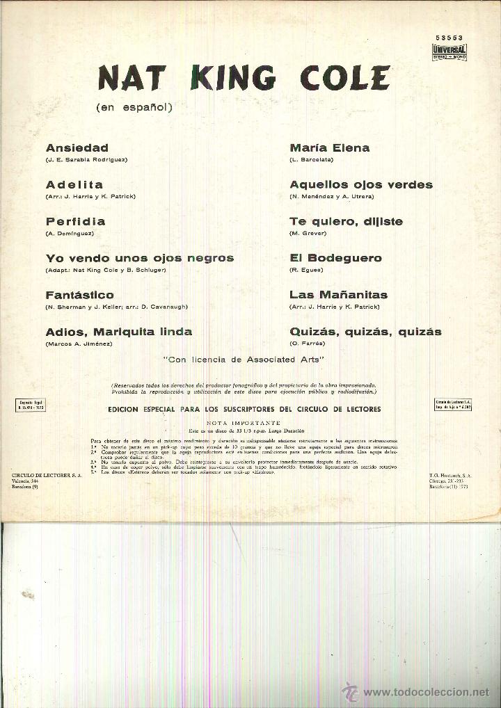 Discos de vinilo: NAT KING COLE (EN ESPA&Ntilde;OL) - Foto 2
