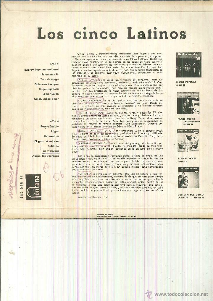 Discos de vinilo: LOS CINCO LATINOS - Foto 2