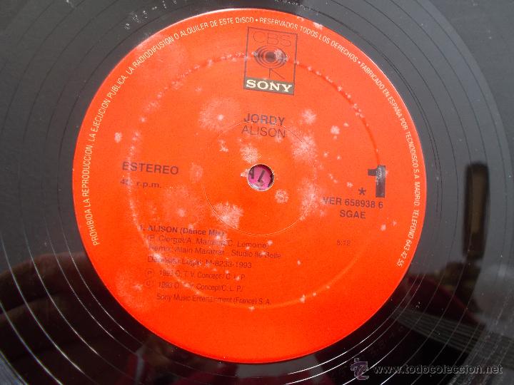 Discos de vinilo: JORDY ALISON. MAXI 12 - Foto 2