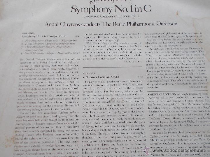 Discos de vinilo: BEETHOVEN. SYMPHHONY N&ordm; 1 IN C - Foto 3