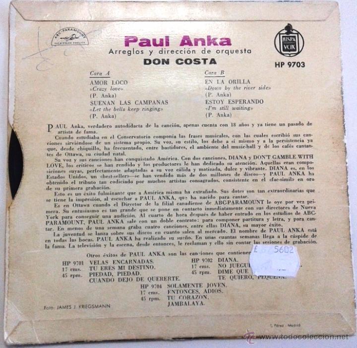 Discos de vinilo: Paul Anka. Amor loco - Foto 3