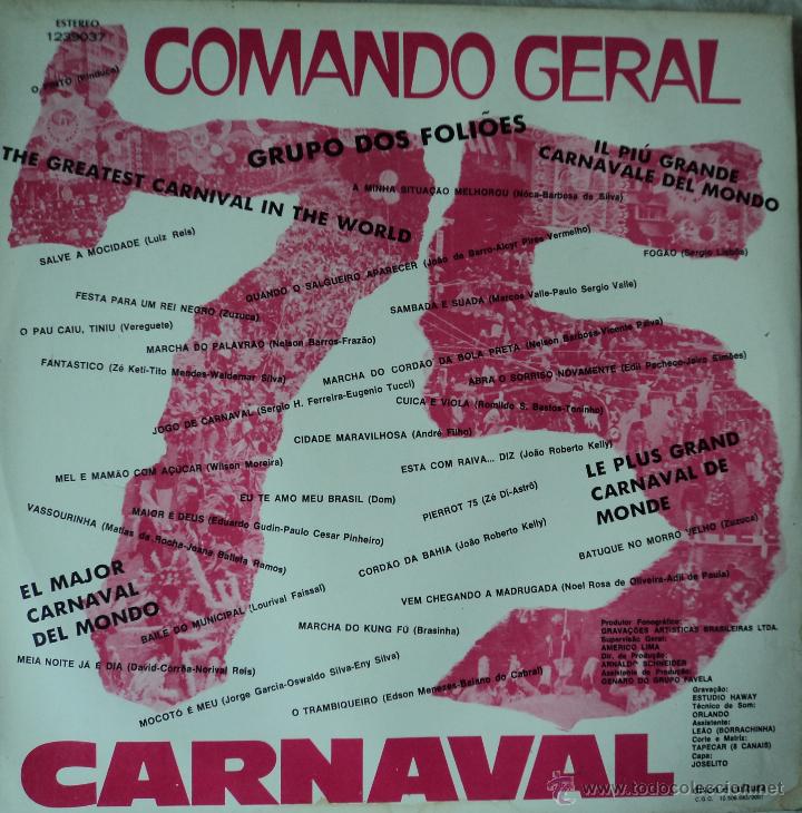 Discos de vinilo: Comando Geral - Carnaval 28 Sucessos - Edici&oacute;n de Brasil - Foto 2