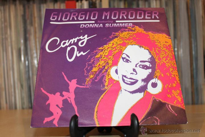Discos de vinilo: GIORGIO MORODER SG CARRY ON 90S GERMANY + HOJA PROMO - Foto 3