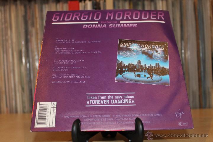 Discos de vinilo: GIORGIO MORODER SG CARRY ON 90S GERMANY + HOJA PROMO - Foto 4