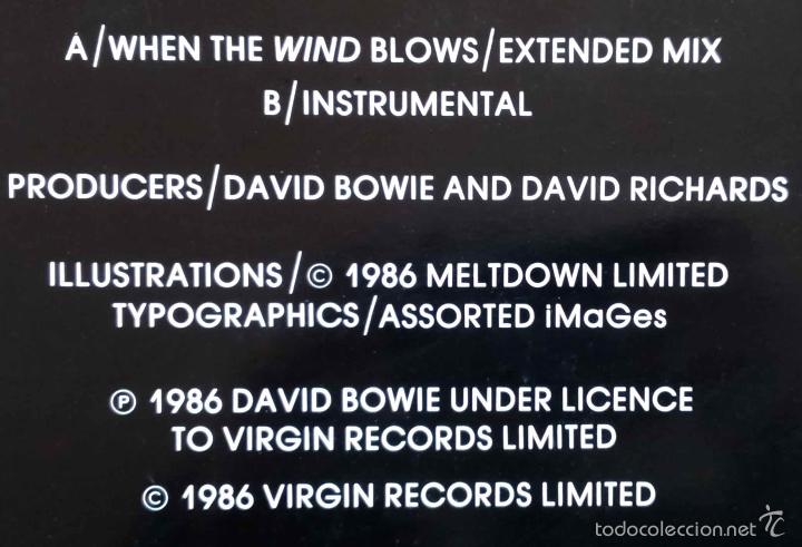 Discos de vinilo: DAVID BOWIE, WHEN THE WIND BLOWS - MAXI SINGLE ESPA&Ntilde;A - Foto 2