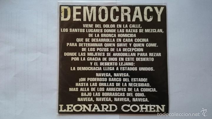 Discos de vinilo: LEONARD COHEN - DEMOCRACY (PROMO 1993) - Foto 1