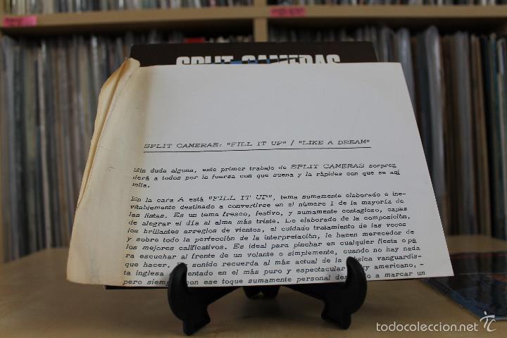 Disques de vinyle: SPLIT CAMERAS -SG-FILL IT UP - OR SPAIN 80'S PROMO + HOJA RADIO