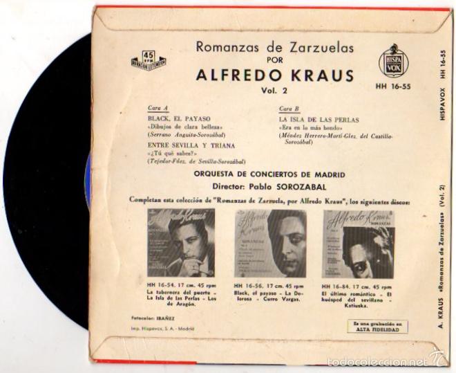 Discos de vinilo: SINGLE ALFREDO KRAUS. ROMANZAS. VOL. 2. HISPAVOX - Foto 2