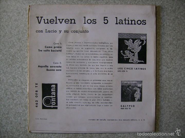 Discos de vinilo: LOS CINCO LATINOS.COME PRIMA + 3 - Foto 2