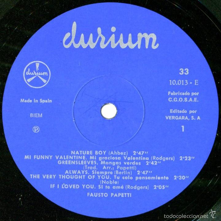 Discos de vinilo: Fausto Pappetti - Fausto Pappetti - Lp Spain 1968 - Durium 10.013-E - Foto 3