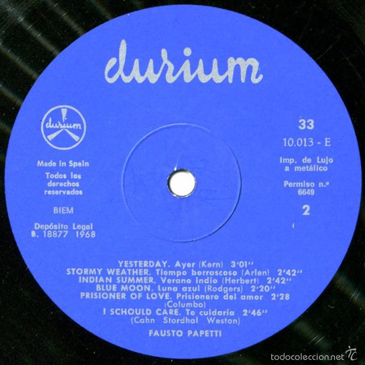 Discos de vinilo: Fausto Pappetti - Fausto Pappetti - Lp Spain 1968 - Durium 10.013-E - Foto 4