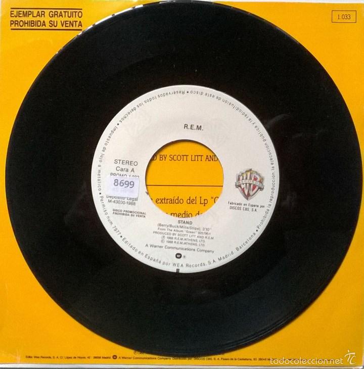 Discos de vinilo: REM. Stand (A & B). WB, Esp. 1988 (single promocional) - Foto 3