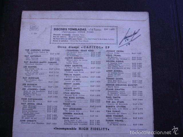 Discos de vinilo: Ernie Ford 16 Tons EP 1958 - Foto 2