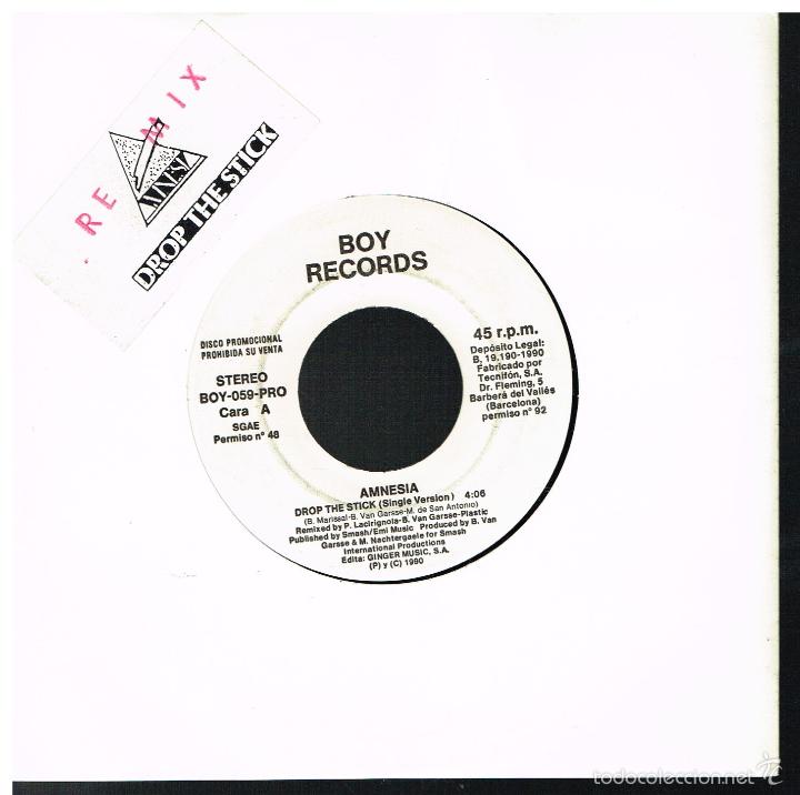 Discos de vinilo: Amnesia - Drop the Stick - Single 1990 - Promo - Foto 1