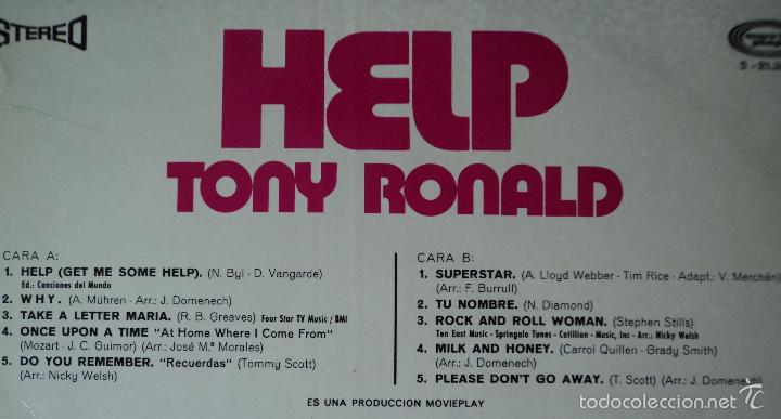 Discos de vinilo: Tony Ronald - Help - Edici&oacute;n de 1971 de Espa&ntilde;a - Foto 3