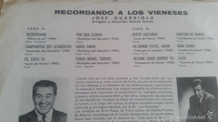 Discos de vinilo: JOSE GUARDIOLA - RECORDANDO A LOS VIENESES 1968 - Foto 2