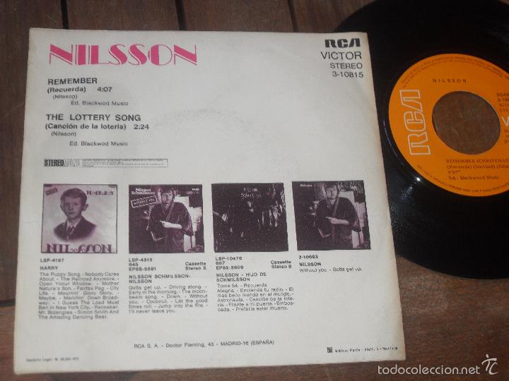 Discos de vinilo: NILSSON single Remember Made in Spain 1972 - Foto 2