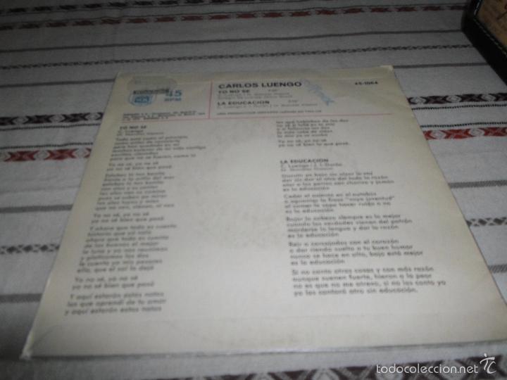 Discos de vinilo: CARLOS LUENGO YO NO SE - Foto 2