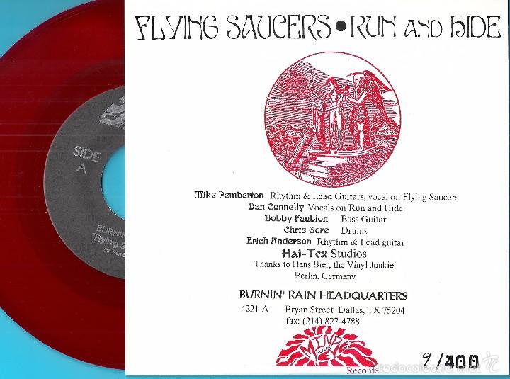 Discos de vinilo: BURNIN&acute; RAIN: FLYING SAUCERS / RUN AND HIDE - Foto 2