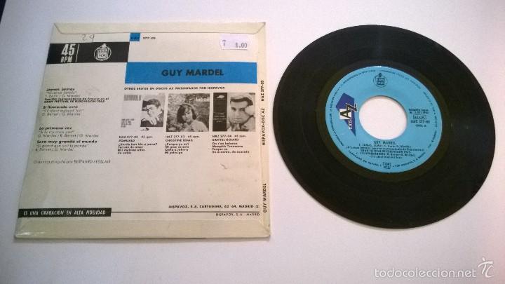 Discos de vinilo: Guy Mardel.La primera vez.EUROVISI&Oacute;N 1965.HISPAVOX. - Foto 2