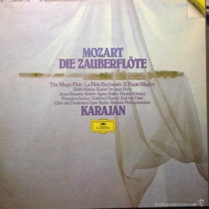 Vinyl records: DIE ZAUBERFL&Ouml;TE / LA FLAUTA M&Aacute;GICA - Edith Mathis, Karin Ott, Agnes Baltsa, Van Dam, Karajan