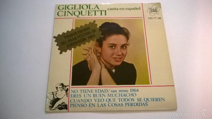 Discos de vinilo: Gigliola Cinqueti.Canta en espa&ntilde;ol.No tiene edad/san remo 1964.EP.HISPAVOX.