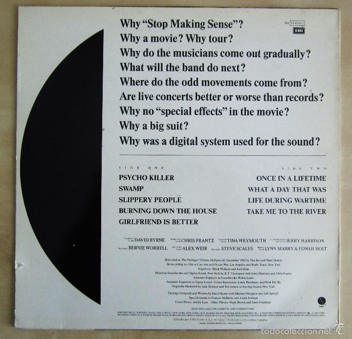 Discos de vinilo: TALKING HEADS - STOP MAKING SENSE - VINILO ORIGINAL EMI 1984 - Foto 3