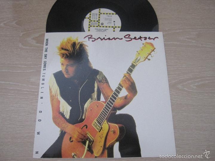 Discos de vinilo: BRIAN SETZER `When the Sky comes tumblin&acute; down&acute; MAXI- Stray Cats - Foto 1