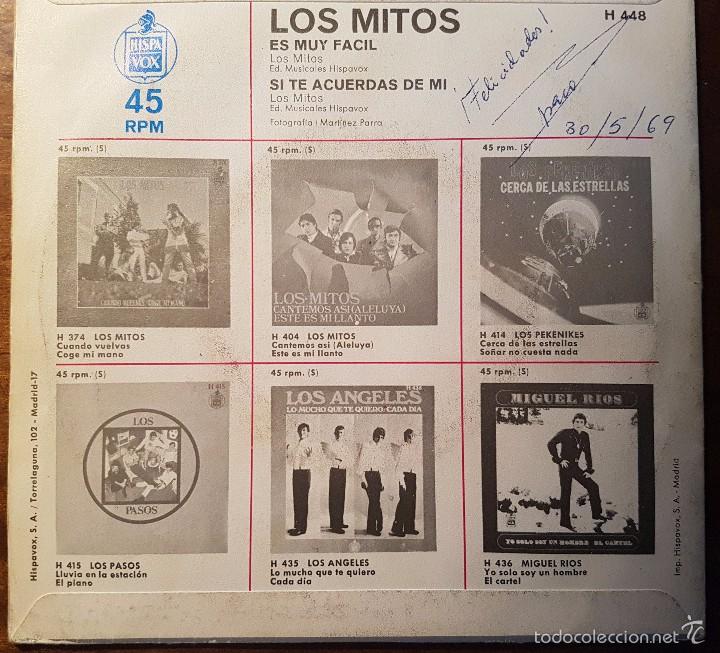 Discos de vinilo: LOS MITOS - ES MUY FACIL - HISPAVOX 1969 - Foto 2
