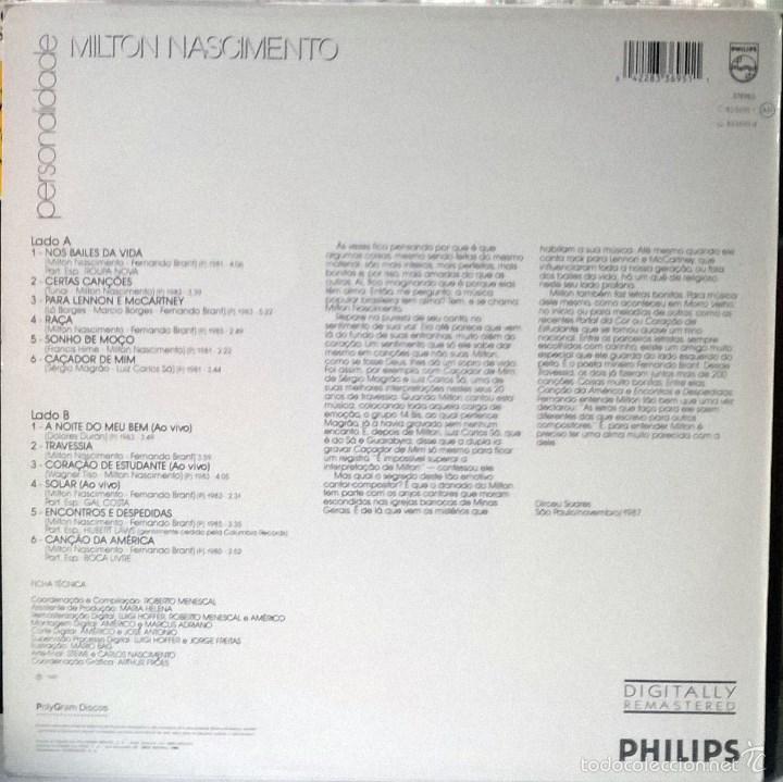 Discos de vinilo: Milton Nascimento. Personalidade. Phillips, Esp. 1987 LP - Foto 2