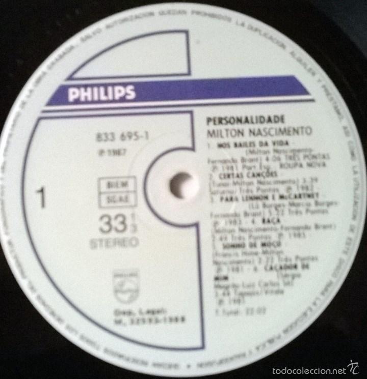 Discos de vinilo: Milton Nascimento. Personalidade. Phillips, Esp. 1987 LP - Foto 3