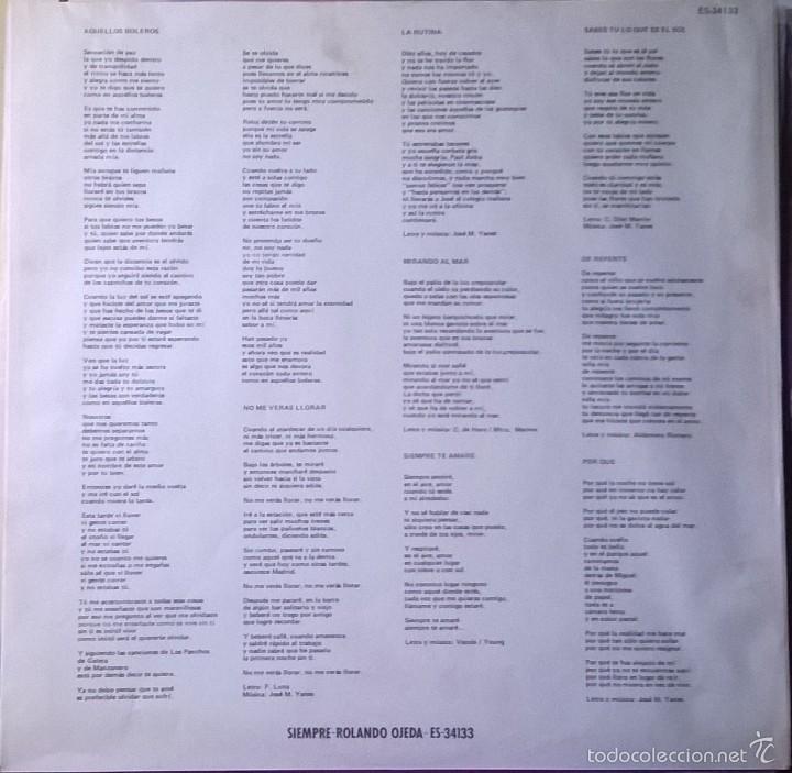 Discos de vinilo: Rolando Ojeda, Siempre, Explosi&oacute;n-ES-34133 - Foto 8