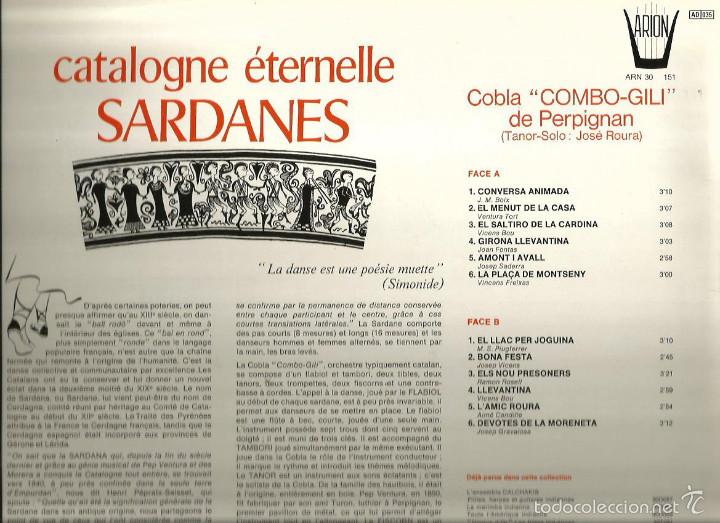 Discos de vinilo: LP COBLA COMBO-GILI DE PERPIGNAN : SARDANEES - CATALOGNE ETERNELLE - Foto 2