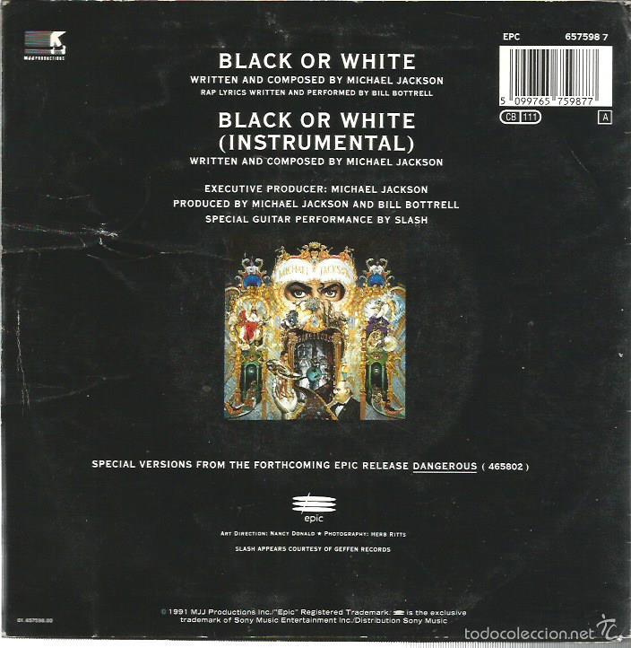 Discos de vinilo: SG MICHAEL JACKSON : BLACK OR WHITE ( HOLLAND PRESSING ) - Foto 2