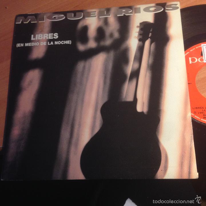 Vinyl records: MIGUEL RIO (LIBRES EN MEDIO DE LA NOCHE) SINGLE ESPA&Ntilde;A 1991 PROMO (EPI1)
