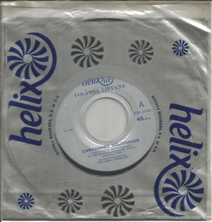 Disques de vinyle: YOLANDA LIEVANA-CORAZONES SOLITARIOS + DIMELO SINGLE VINILO 1981 SIN PORTADA (MEXICO)