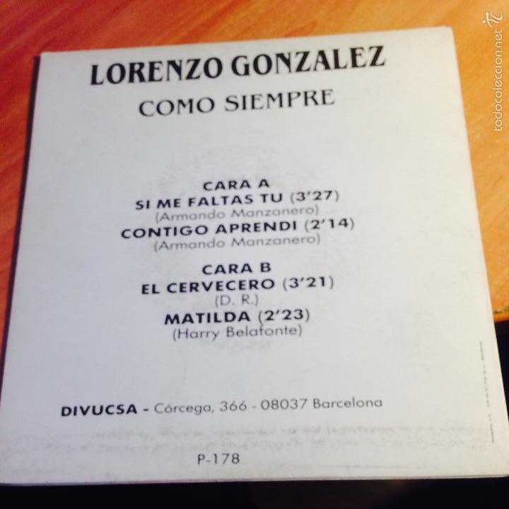Discos de vinilo: LORENZO GONZALEZ COMO SIEMPRE (CABARETERA ...) SINGLE ESPA&Ntilde;A 1990 (EPI1) - Foto 3