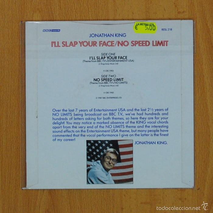Discos de vinilo: JONATHAN KING - ILL SLAP YOUR FACE / NO SPEED LIMIT - SINGLE - Foto 2
