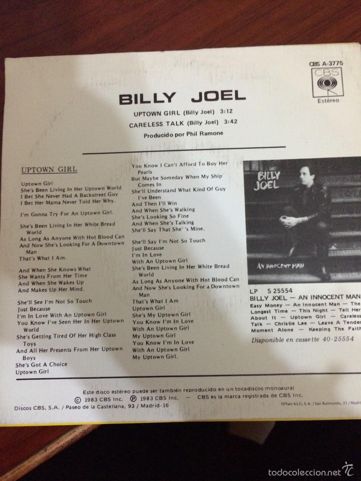 letra de uptown girl billy joel