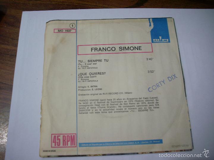 Discos de vinilo: FRANCO SIMONE Tu...siempre tu-&iquest; Que Quieres? - Foto 2