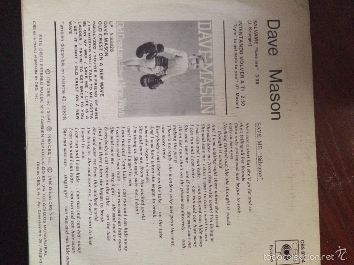 Discos de vinilo: DAVE MASON-SAVE ME-NUEVO!! - Foto 2